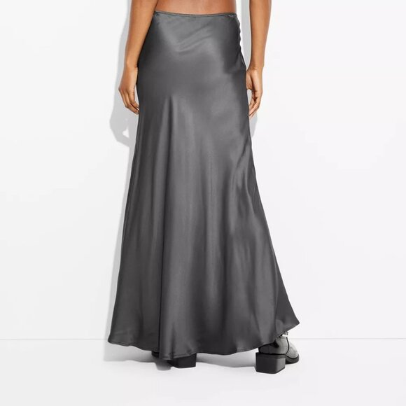 NWT & NWOT Wild Fable Satin Trumpet Maxi Skirt Gray - Picture 3 of 7